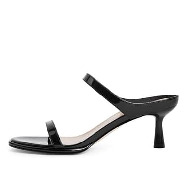 Modatope Kitten Heel Two Strap Sandals Women Slip on Mid Heel Sandals Women Black Open Toe Heeled Sandals Size 7.5 - Image 2