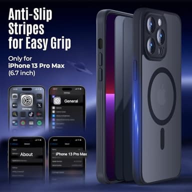 Symcele Designed for iPhone 13 Pro Max Case, Compatible with MagSafe, with Privacy Screen Protectors X2, [Camera Protection] [15FT Military Drop Protection] Shockproof Phone Case, 6.7", Black - Image 6