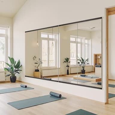 Home Gym Mirror for Wall,56”x28”x2PCS Full Length,Glass Frameless Body Large Mirror for Home Gym,Workout,Bedroom,Garage(Black) - Image 4