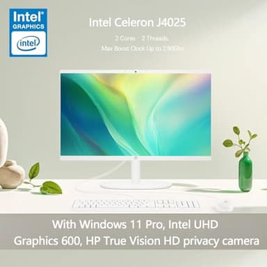 HP 21.5" FHD All-in-One Desktop Computer, w/Office Lifetime & Win 11 Pro, Webcam, WiFi6,FHD Anti-Glare Display, HDMI, Intel Celeron J4025 Processor, Wired Keyboard & Mouse, 32GB RAM + 1TB SSD - Image 3
