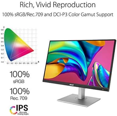 ASUS ProArt Display 27" Monitor PA278CV - WQHD (2560 x 1440), IPS, 100% sRGB, 100% Rec. 709, ΔE < 2, Calman Verified, USB Hub, USB-C, DisplayPort Daisy-chaining, HDMI, Eye Care, Height Adjustable - Image 5