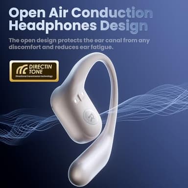 Open Ear Headphones Earbuds wireless - 5.4 Bluetooth Ear Buds with LED Digital Display IPX7 Waterproof, Wireless Headphones Touch Control Air Conduction Stereo Sound with 18.2mm Drivers 80H Playtime - Image 7