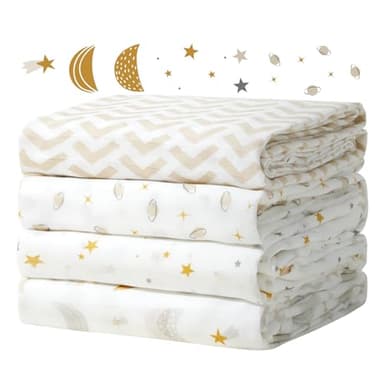Momcozy Muslin Swaddle Blankets, Ultra Soft Neutral Baby Essentials Must Haves Registry Search, Breathable Large 47'' x 47'' Newborn Boys Girls Swaddle Receiving Blanket, Stellar Orbit - Image 1