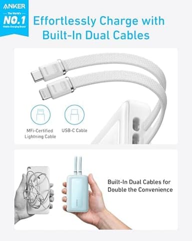 Anker Zolo Power Bank, 10,000mAh 30W Max Fast Portable Charger with Built-in USB-C and MFi Certified Lightning Cables, USB-C&A, Battery Pack for iPhone 16/15 Series, MacBook, Galaxy - Image 4