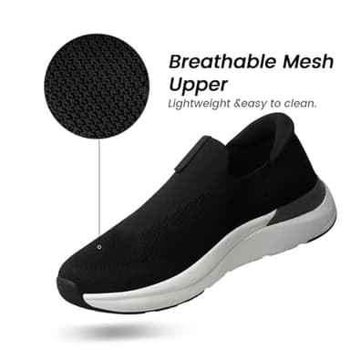 LBTPK Men's Slip On Walking Shoes Non Slip Running Shoes Breathable Tennis Workout Shoes Lightweight Gym Training Sneakers,Black 9 - Image 6