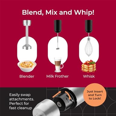 Mueller Immersion Blender Handheld - 8 Speed Stainless Steel Electric Hand Blender, 3 in 1 Emulsion Blender Handheld with Turbo Mode, Stick Blender Emulsifier for Kitchen for Soup, Smoothie, Puree - Image 3