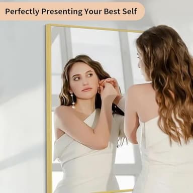Koonmi Gold Mirrors for Wall, 30x48 Inch Bathroom Mirror, Rectangular Wall Mirror for Living Room Bedroom Bathroom, Hangs Horizontally or Vertically - Image 2