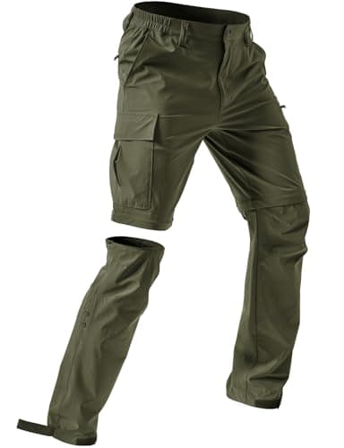 Moosehill Men's-Hiking-Pants Convertible Quick-Dry Water-Resistant Lightweight Zip-Off Outdoor for Hunting, Fishing, Safari with 5 Deep Pockets (Army Green, 34W*30L) - Image 1