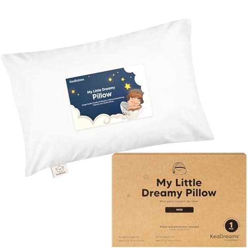 Mini Toddler Pillow with Pillowcase - 9x13 My Little Dreamy Travel Kids Pillow for Sleeping, Toddler Bed, Small, Tiny, Organic Cotton Pillowcase, Soft & Breathable, Kids 2-4 Years Old(Soft White) - Image 1
