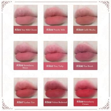 Flower Knows Strawberry Rococo Cloud Lip Cream,Velvety Matte Liquid Lipstick,Red Lipstick,Long Lasting Lip Stain,Kiss-proof Blurred Lipstick for Girls&Women,0.12 Fl Oz(S07 Lychee Tea) - Image 3