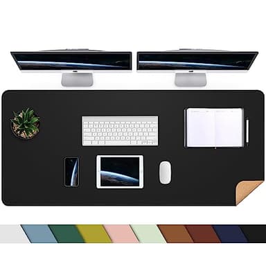 Large Desk Mat 47.2" x 17" Leather Desk Pad Protector with Natural Cork & PU Leather, Non-Slip Office Desk Mat, Large Mouse Pad, Waterproof Desk Blotter pad for Office&Home(Black) - Image 1
