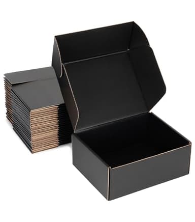 DUZCLI Small Shipping Boxes 8x6x3 Inch (25 Pack) - Sturdy Black Corrugated Cardboard Boxes for Small Business, Ecommerce, Mailing & Packaging | Recyclable Gift & Storage Boxes - Image 1