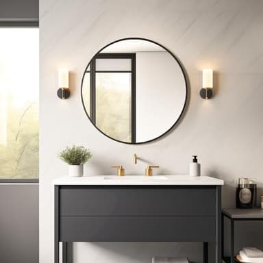 USHOWER Bathroom Mirrors for Over Sink, 30 Inch Circle Mirror with Metal Frame, Black Wall Mirror for Vanity, Entryway, Living Room, Hallway and Bedroom Decor - Image 2