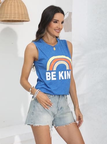 IRISGOD Womens Tank Tops Loose Fit Summer Cute Graphic Sleeveless Shirts Workout Basic Tunic - Image 4