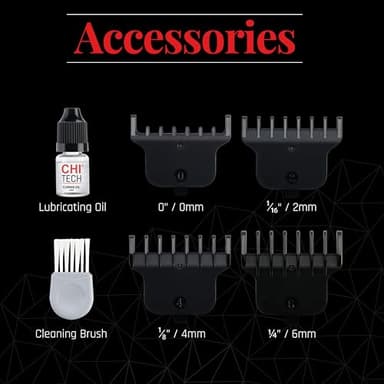 CHI Tech Cordless Mini Trimmer & Clipper, Hair Trimmer for Edging, Blending & Beard Trimming, Stainless Steel Blades, Includes 4 Guard Attachments - Image 5