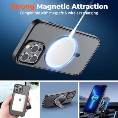 zapica Magnetic for iPhone 13 Pro Max Case, [Compatible with MagSafe] [Military Grade Drop Protection] Translucent Matte Shockproof Anti-Scratch Phone Case, Black - Image 3