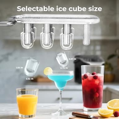 Countertop Ice Maker Machine – 8 Bullet Ice in 6 Mins, 26.5lbs/24Hrs Output – Self-Cleaning Portable Design with Selectable Ice Size & Touch Display for Home/Office/Bar - Image 2