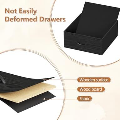 OURPIC Black Dresser for Bedroom, Long Dresser for Closet, 9 Drawer TV Stand for 65 Inch TV, 15.75” Deepth Fabric Drawer, Chest of Drawer Large Storage Organizer, Hallway Furniture, Wooden Top Side - Image 8