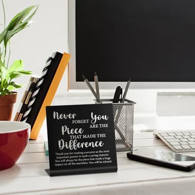 PUVOXHO Never Forget You Are The Piece That Made The Difference Black Stainless Steel Office Desk Sign Decor, Thank You Gifts for Boss Supervisor Counselor Mentor, Going Away Gifts for Friend Coworker - Image 3