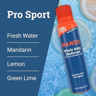 Mando Whole Body Deodorant For Men - Invisible Spray Deodorant - 72 Hour Odor Control - Low Irritation Formula - Aluminum Free, Benzene Free - 3.6 ounce Cans (Pack of 2) - Pro Sport - Image 6