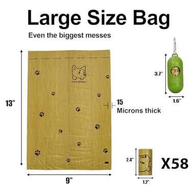 Lesibag Scented Dog Poop Bags With Dispenser, Strong and Leak-proof Waste Bags for Pets, 870 Count (58 Packs of 15), 13 Inch x 9 Inch (Khaki) - Image 2