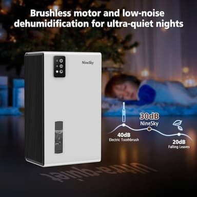 NineSky Dehumidifiers for Home, 95 OZ Water Tank, (1000 sq.ft) Dehumidifiers for Bathroom Bedroom Basement with Auto Shut Off,7 Colors LED Light(White) - Image 5
