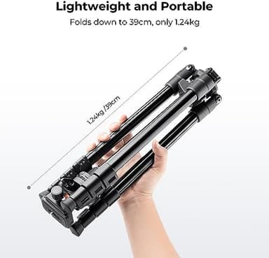 K&F CONCEPT 64 inch/163 cm Camera Tripod,Lightweight Travel Outdoor DSLR Tripods with 360 Degree Ball Head Load Capacity 17.6 lbs/8 kg,Cellphone Clip for Smartphone Live Streaming Vlog O234A1+BH-36 - Image 3