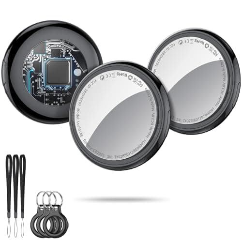 Tracker Tags (Black) 3-Pack, Bluetooth Tracker Work with Apple Find My (iOS Only), Key Finder and Item Locator Smart Tag with Protective Case/Key Ring/Lanyard, Tracker Tag for Keys/Luggage/Wallet - Image 1