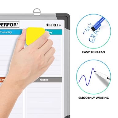 Small Weekly Calendar Dry Erase Whiteboard for Wall, 16" x 12" Magnetic Dry Erase Board, Hanging Double-Sided White Board, Portable Board for List, Kitchen, Planning, Memo, Home, Office - Image 4