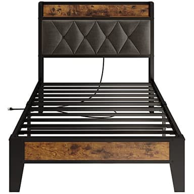 ANCTOR Twin Bed Frames, Storage Headboard with Outlets, Easy to Install, Sturdy and Stable, No Noise, No Box Springs Needed - Perfect for a Good Night's Sleep - Image 8