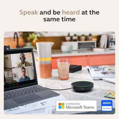 Jabra Speak2 75 (2025 Edition) Wireless Bluetooth Speakerphone - 4 Noise-Cancelling Mics, 65mm Speakers - New Linking Feature - USB-A & USB-C Adapter - Certified for Microsoft Teams - Dark Grey - Image 5