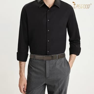 JASGOOD Mens Leather Ratchet Belt Click Slide Automatic Buckle Belt for Pants Dress 1.38inch Width - Image 3