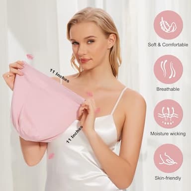 Silk Bonnet for Sleeping Women, Adjustable Silky Satin Lined Sleep Cap, Silk Hair Wrap for Sleep Night Cap for Natural Curly Hair 2PCS(Black&Pink) - Image 3