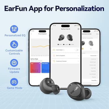 EarFun Free 2S Wireless Earbuds, [Upgraded Version] Bluetooth Earbuds with Deep Bass, 4 Mics for Clear Call, Customizable EQ App, IPX7 Waterproof in-Ear Headphones, 30H Playtime, Wireless Charging - Image 4