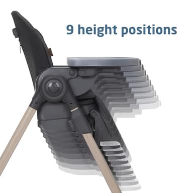 Maxi-Cosi Minla 6-in-1 High Chair for Babies & Toddlers, Portable Foldable Highchair, EcoCare Fabric, 9 Heights, 5 Reclines, 4 Tray Positions, Classic Graphite - Image 8