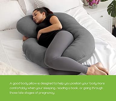 𝐏𝐫𝐞𝐠𝐧𝐚𝐧𝐜𝐲 𝐏𝐢𝐥𝐥𝐨𝐰 𝐂𝐨𝐯𝐞𝐫 COSMOPLUS C Shaped Full Body Pillow Case 𝐂𝐨𝐯𝐞𝐫 for Maternity,Stretchy Cool Breathable Jersey Fabric,Provides Sleep and Pregnancy Support,Heather Grey - Image 4