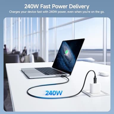 Cable Matters 20Gbps USB C to USB C Monitor Cable - 6ft / 1.8m, Supports Up to [8K@30Hz / 4K@120Hz Video, 240W Charging, 20Gbps Data Transfer], USBC Video Cable, Works with CarPlay, Android Auto - Image 4