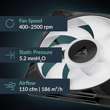 ARCTIC P14 Pro A-RGB - 3 Pack - Powerful Premium Fan, 140 mm PWM Fan with Y-Cable Splitte, 400-2500 RPM, 0 RPM <5% PWM, 5V Digital RGB, Fluid Dynamic Bearing, 4-Pin - Black - Image 2