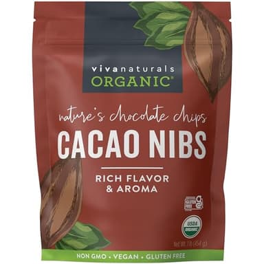 Viva Naturals Organic Cacao Nibs, Unsweetened, 1 LB (454 g), Keto Friendly, Vegan, Non-GMO, Gluten-Free Chocolate Chip Substitute - Image 1