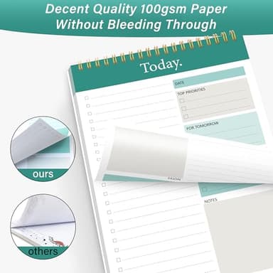 GOLDPEI To Do List Notepad - Daily Planner Notepad Undated 52 Sheets Tear Off, 6.5" x 9.8" Checklist Productivity Organizer with Hourly Schedule for Tasks - Image 4