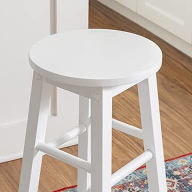 Linon Zeke White 24" Counter Stool with Round Seat - Image 4