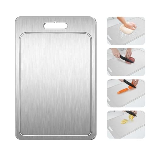 Titanium Cutting Board 100% Pure Cutting Boards With Juice Groove Metal Grade Food Double Sided Chopping Board for Cutting Meats Vegetables Fruits(Titanium-X-Large) - Image 1