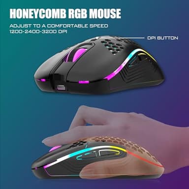 RedThunder K84 Wireless Keyboard and Mouse Combo, Rainbow Backlit Rechargeable Battery, 75% Layout TKL Ultra Compact Gaming Keyboard & Lightweight 3200 DPI Honeycomb Optical Mouse (Black) - Image 4