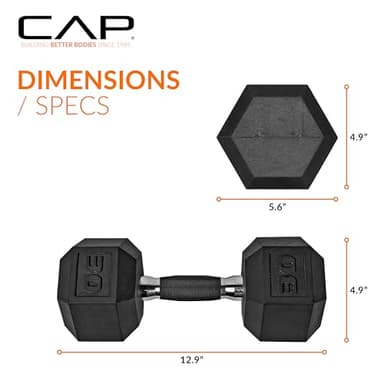 CAP Barbell Coated Dumbbell Weights with Padded Grip, Single, 30 LBS - Image 4