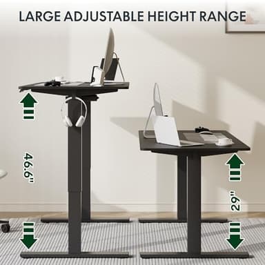 FLEXISPOT Standing Desk, 48" x 24" One-Piece Desktop, Height Adjustable Computer Desk for Home Office, White Frame & Black Top (One Package - Image 5