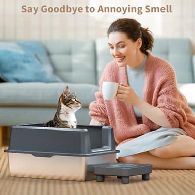 Enclosed Stainless Steel Cat Litter Box with Lid, Extra XL Large Metal Litter Box with High Sided, Easy Clean, Odorless, Anti-Urine Leakage, Includes Scoop (Darkgray) - Image 7