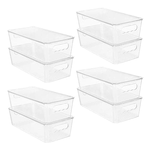 Vtopmart 8pcs Clear Organizers and Storage Bins with Lids, Stackable Plastic Storage Containers with Handles for Fridge, Freezer, Pantry, Cabinet, Kitchen Organization - Image 1