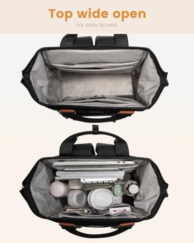 LOVEVOOK Laptop Backpack for Women, Teacher Nurse Bag Work Travel Computer Backpacks Purse,Water Resistant Daypack, 15.6 inch Black Brown - Image 4