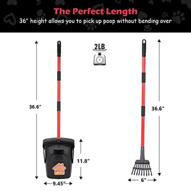 HUZSV Pooper Scooper Large Swivel Bin & Rake for Large & Small Dogs Non-Breakable Dog Poop Scooper with 20 Waste Bags Easy to Clean Pet Waste Use on Grass, Dirt or Gravel - Pet Supplies - Image 8