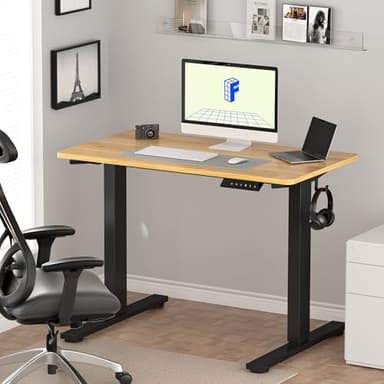 FLEXISPOT EN1 Whole-Piece Standing Desk 48" x 30" Electric Height Adjustable Stand Up Desk Frame w/Automatic Smart Keypad (Black Frame + Maple Top, 2 Packages) - Image 2